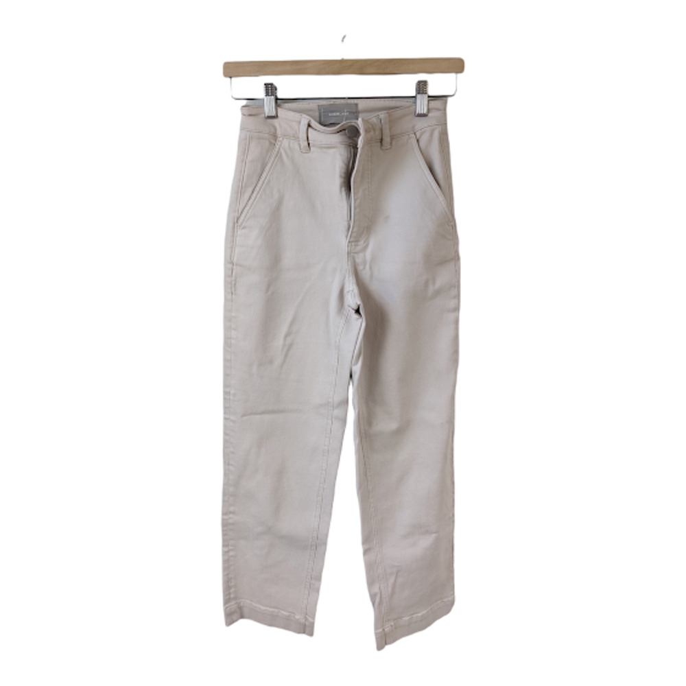Everlane Womens Size 0 Straight Leg Jeans Tan High Waisted Pockets Stretch